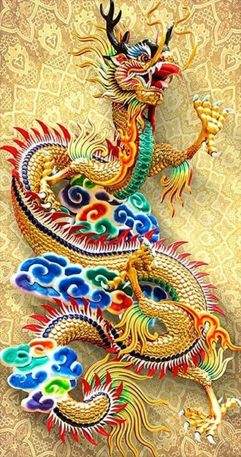5D Diamond Painting Chinese Dragon Kit - Bonanza Marketplace