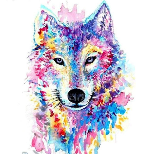 5D Diamond Painting Colorful Wolf Abstract Kit