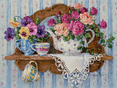 5D Diamond Painting Teapot and Flowers Kit