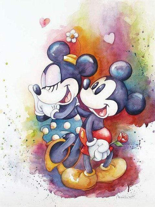 5D Diamond Painting Mickey and Minnie Mouse Water Colors Kit