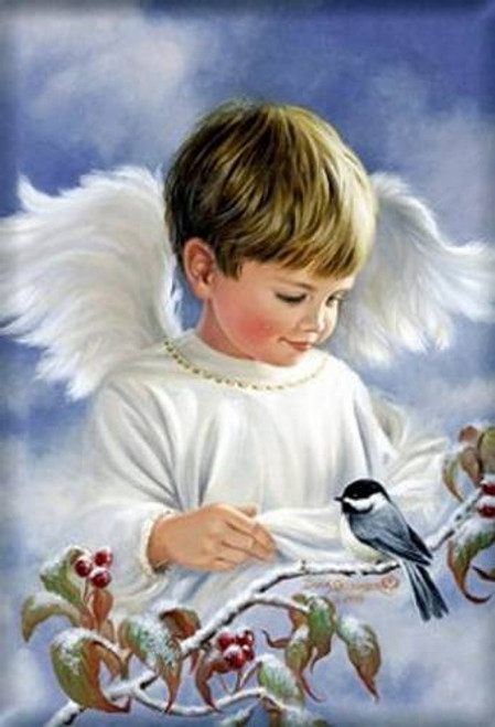 5D Diamond Painting Boy Angel and a Bird Kit