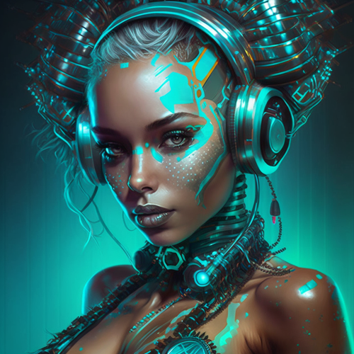 5D Diamond Painting Aqua Headphone Woman Kit