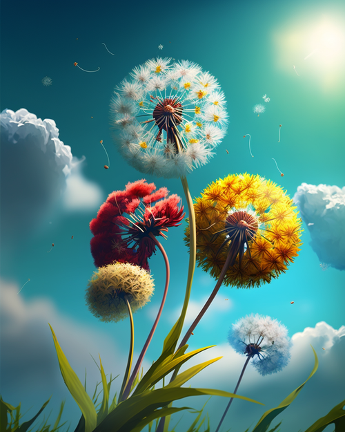 5D Diamond Painting Colorful Dandelion Sun Kit