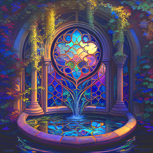 5D Diamond Painting Stained Glass Fountain Kit