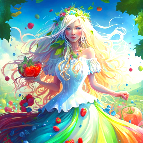 5D Diamond Painting Rainbow Fruit Princess Kit