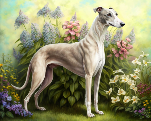 5D Diamond Painting Flower Garden Greyhound Kit