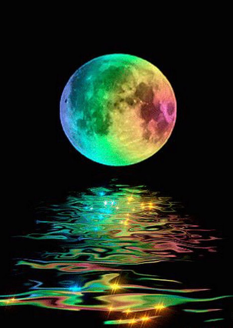 5D Diamond Painting Rainbow Moon Reflection Kit