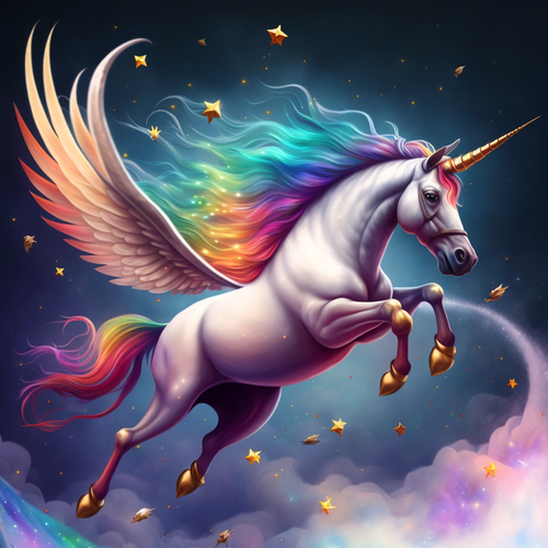 5D Diamond Painting Gold Horn Flying Alicorn Kit