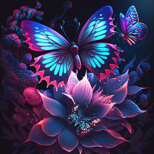 5D Diamond Painting Blue and Pink Butterflies Kit