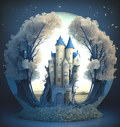 5D Diamond Painting Abstract Blue Castle Kit