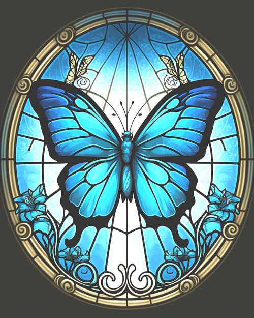 5D Diamond Painting Blue Butterfly Oval Kit