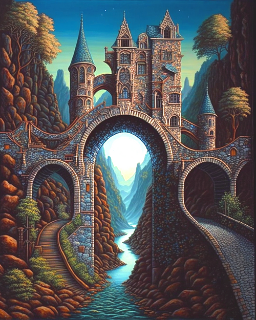 5D Diamond Painting Arch Bridge Castle Kit