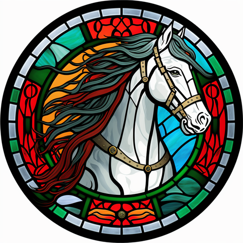 5D Diamond Painting Abstract White Horse Circle Kit
