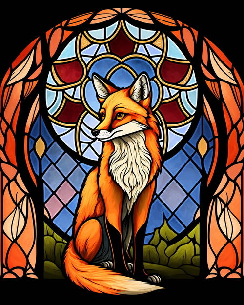 5D Diamond Painting Abstract Red Fox Panel Kit