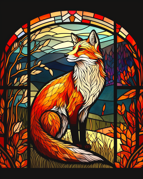 5D Diamond Painting Red Fox Abstract Kit