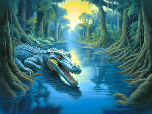 5D Diamond Painting River Alligator Kit