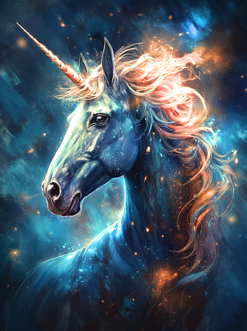 5D Diamond Painting Flaming Hair Unicorn Kit