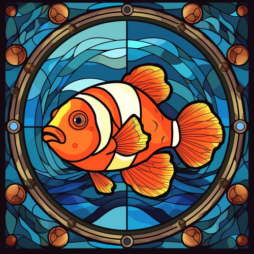 5D Diamond Painting Orange and White Fish Abstract Kit