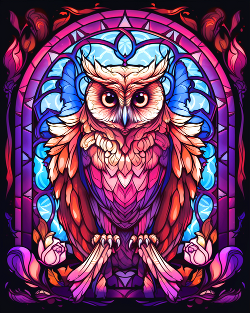 5D Diamond Painting Purple and Brown Abstract Owl Kit