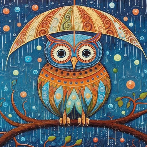 5D Diamond Painting Abstract Owl Umbrella Kit