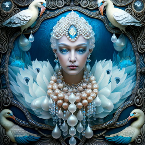 5D Diamond Painting Abstract Pearl Bird Woman Kit
