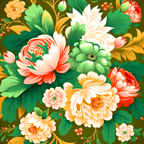 5D Diamond Painting Green Flower Pattern Kit