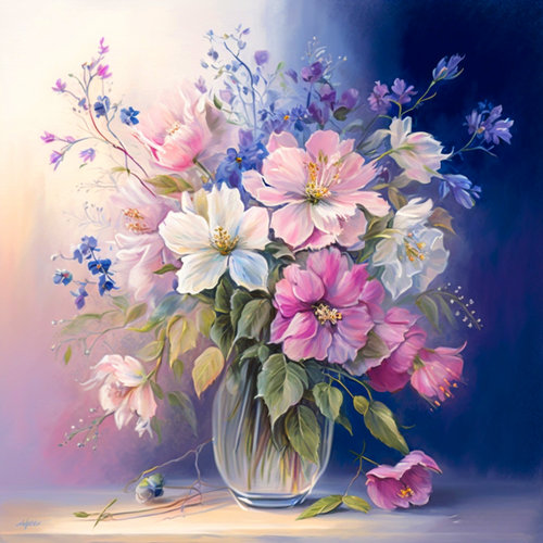 5D Diamond Painting Pastel Color Flower Bouquet Kit