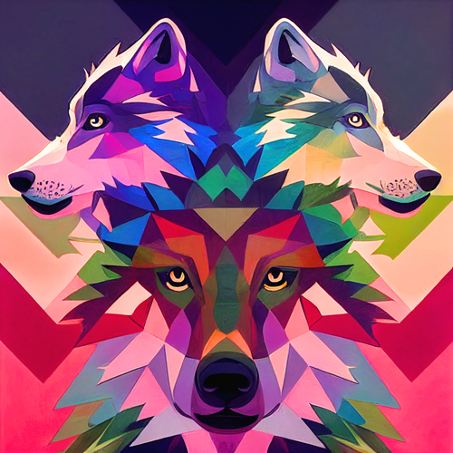 5D Diamond Painting Three Wolf Head Abstract Kit