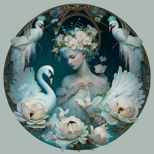 5D Diamond Painting White Flower Swan Girl Kit