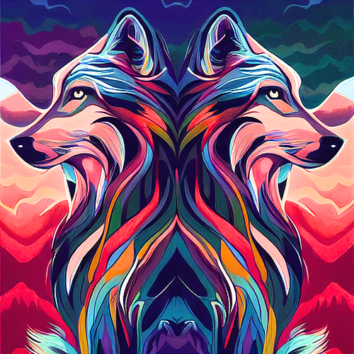 5D Diamond Painting Two Wolf Abstract Kit