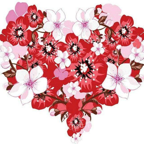 5D Diamond Painting Heart of Pink Flowers Kit