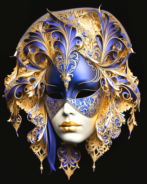 5D Diamond Painting Gold and Royal Blue Mask Kit