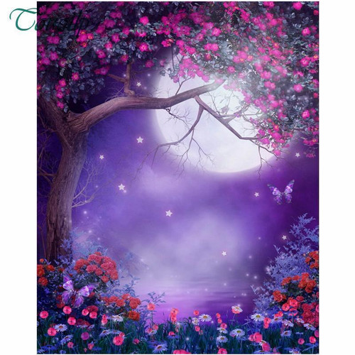 5D Diamond Painting Flowers in the Moonlight Kit