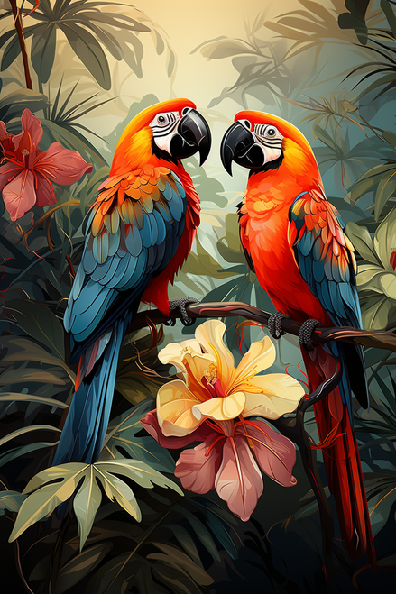 5D Diamond Painting Two Macaws on a Branch Kit