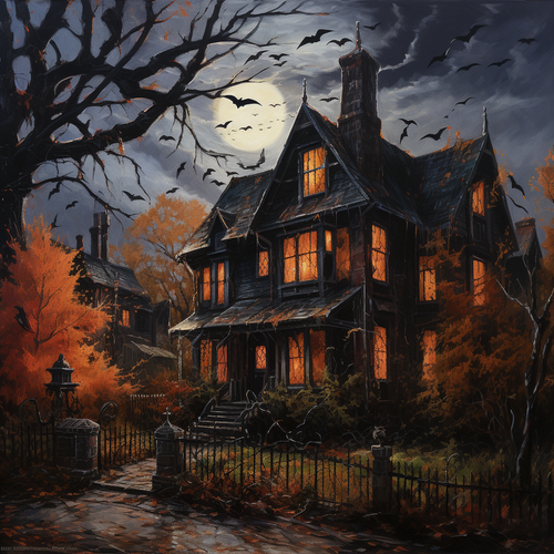 5D Diamond Painting Glowing Window Witch House Kit