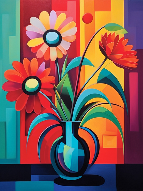 5D Diamond Painting Abstract Daisy Vase Kit