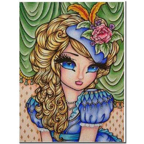 5D Diamond Painting Two Feather Hat Girl Kit