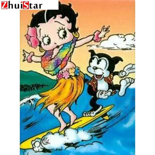 5D Diamond Painting Surfing Betty Boop Kit