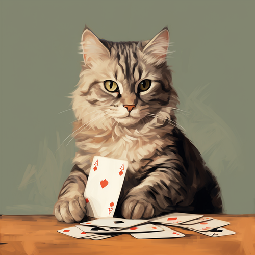 5D Diamond Painting Cat Playing Cards Kit