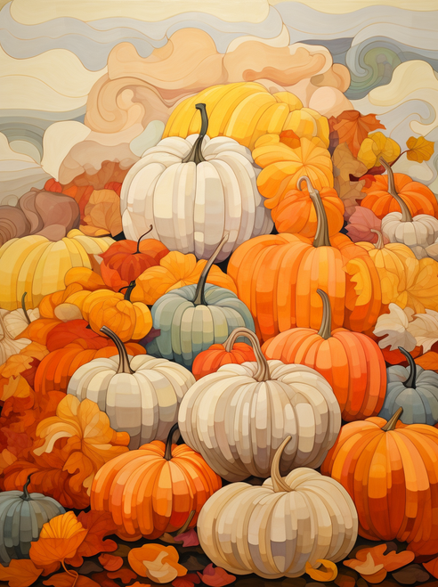 5D Diamond Painting Abstract Pumpkin Field Kit