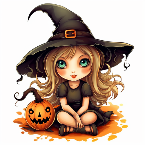 5D Diamond Painting Green Eye Cute Halloween Witch Kit - Bonanza ...