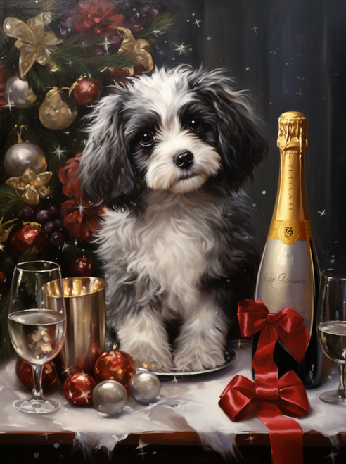 5D Diamond Painting Christmas Celebration Puppy Kit