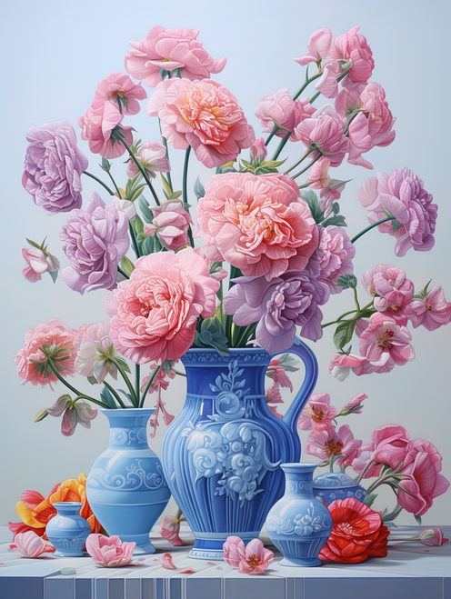 5D Diamond Painting Blue Vases of Flowers Kit