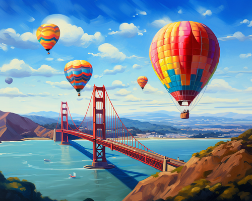 5D Diamond Painting Golden Gate Hot Air Balloons Kit