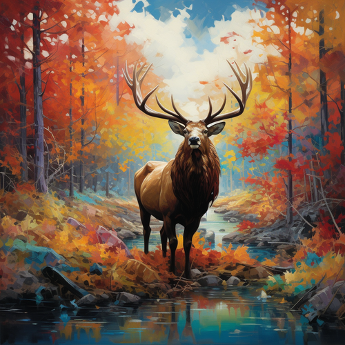 5D Diamond Painting Elk in Autumn Kit