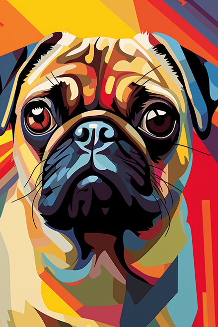 5D Diamond Painting Cute Colorful Abstract Pug Kit