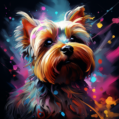 5D Diamond Painting Abstract Background Yorkie Kit