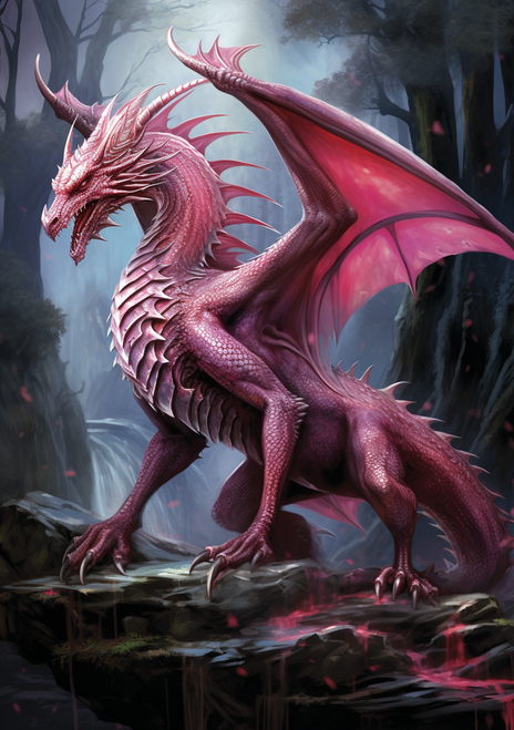 5D Diamond Painting Red Dragon Forest Kit