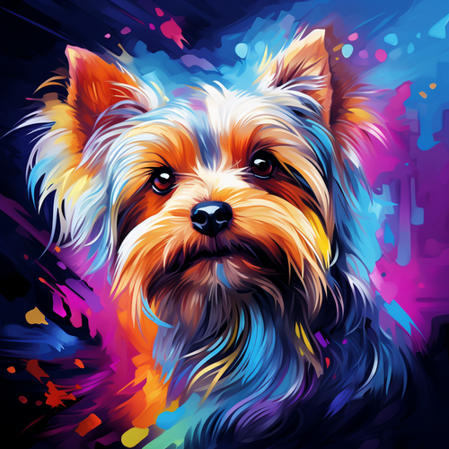 5D Diamond Painting Abstract Color Yorkie Kit