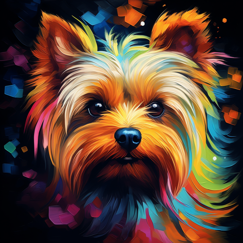 5D Diamond Painting Black Nose Abstract Yorkie Kit